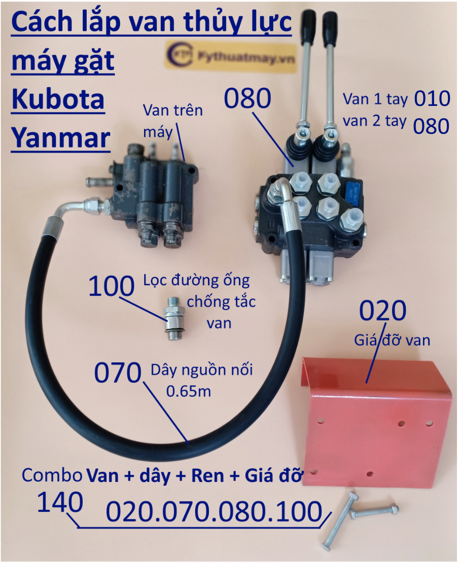 VAN CHIA NHỚT MÁY GẶT KUBOTA LẮP TỜI VÀ BEN NÂNG